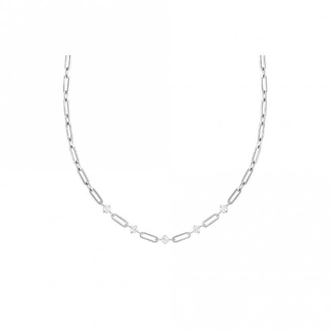 Chains Of Style Necklace in Silver Steel and CZ