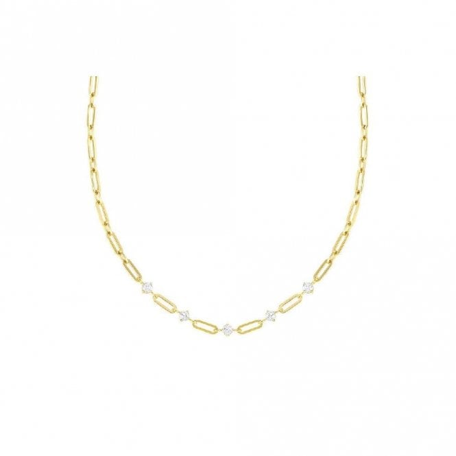 Chains Of Style Necklace in Gold Steel and CZ