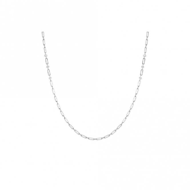 Chains Of Style Long Necklace in Silver Steel and CZ