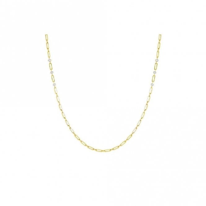Chains Of Style Long Necklace in Gold Steel and CZ