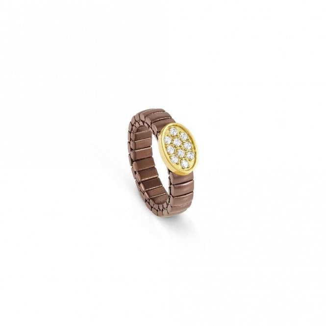 XTE Life Steel & CZ Chocolate Oval Ring, XSmall