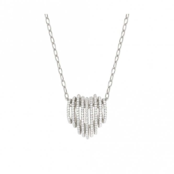 Lovelight Silver and Heart White CZ Pendant Necklace