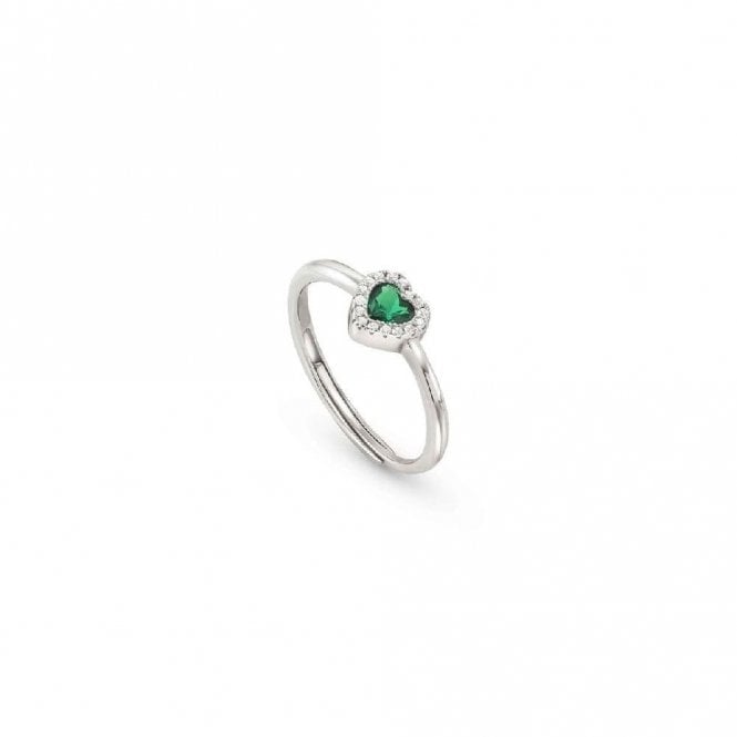 All My Love Silver & Green CZ Heart Ring