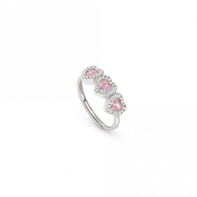 All My Love Silver & Rich Pink CZ Heart Ring