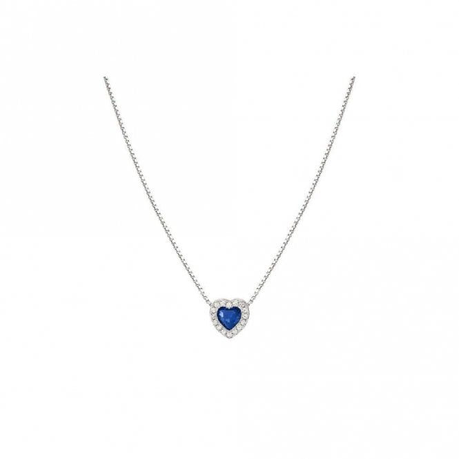 All My Love Silver & Blue CZ Heart Pendant Necklace