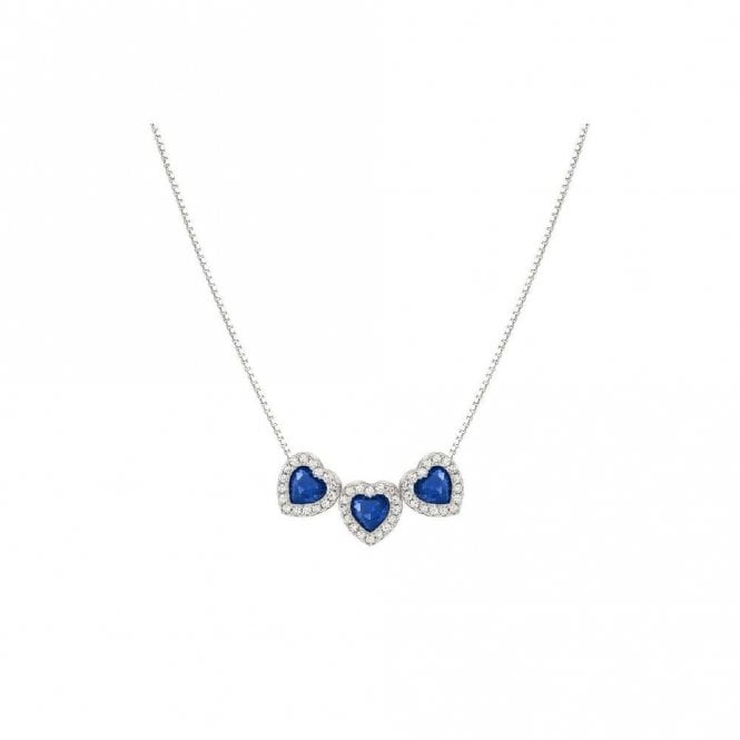 All My Love Silver & Triple Blue CZ Heart Pendant Necklace