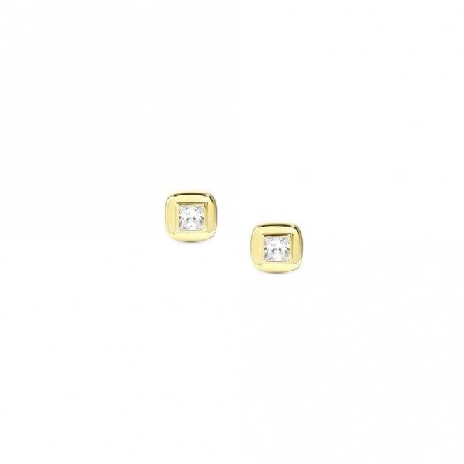 Domina Square Earrings in Gold and CZ