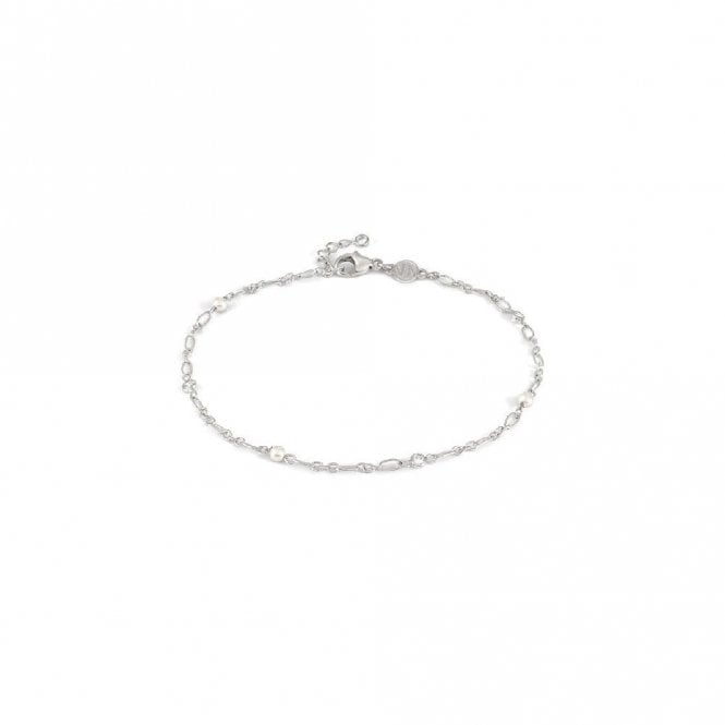 Anklets with Pearl Stones in Silver & CZ