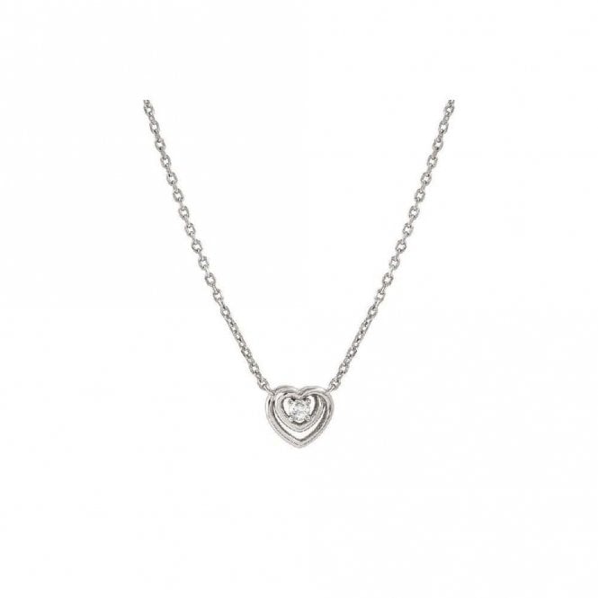 Cosmic Love Heart Necklace in Silver with CZ
