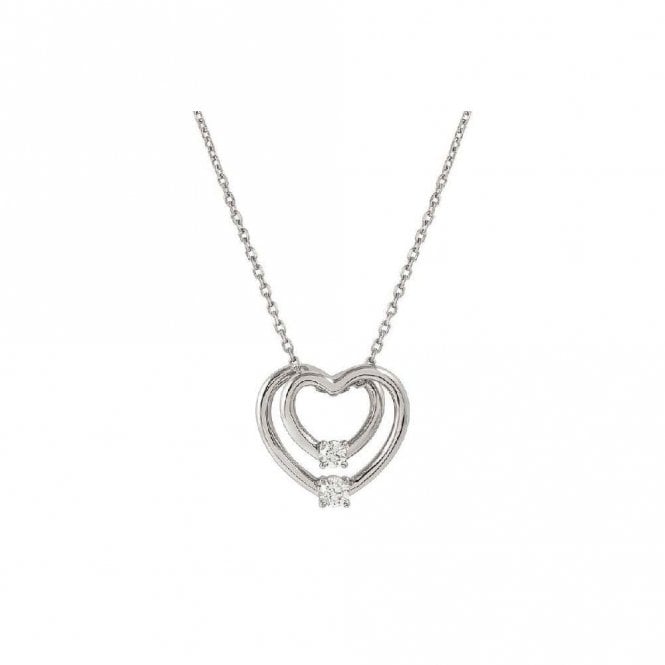 Cosmic Love Large Heart Necklace in Silver with CZ