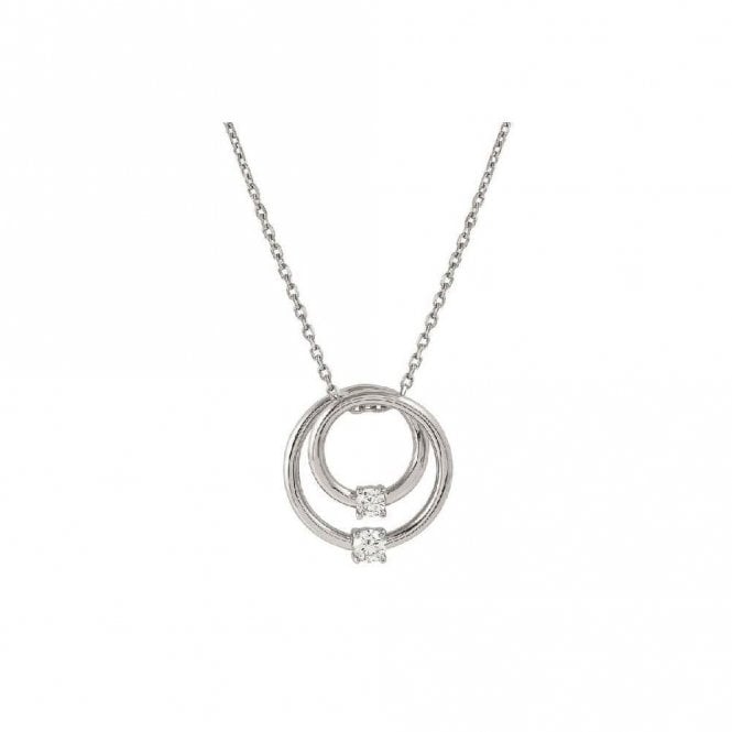 Cosmic Love Large Circle Necklace in Silver with CZ