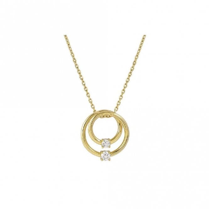 Cosmic Love Large Circle Necklace in Gold with CZ