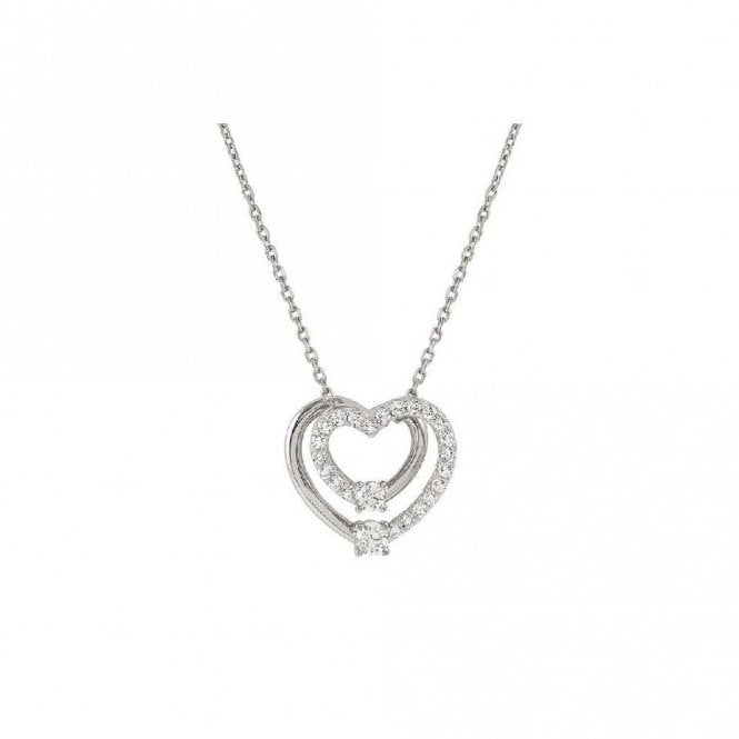 Cosmic Love Large Heart Necklace in Silver with CZ Pave