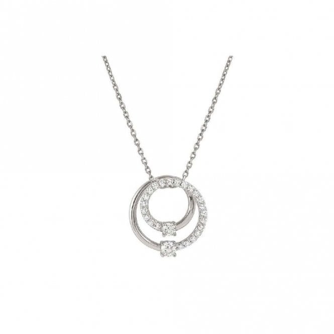Cosmic Love Large Circle Necklace in Silver with CZ Pave