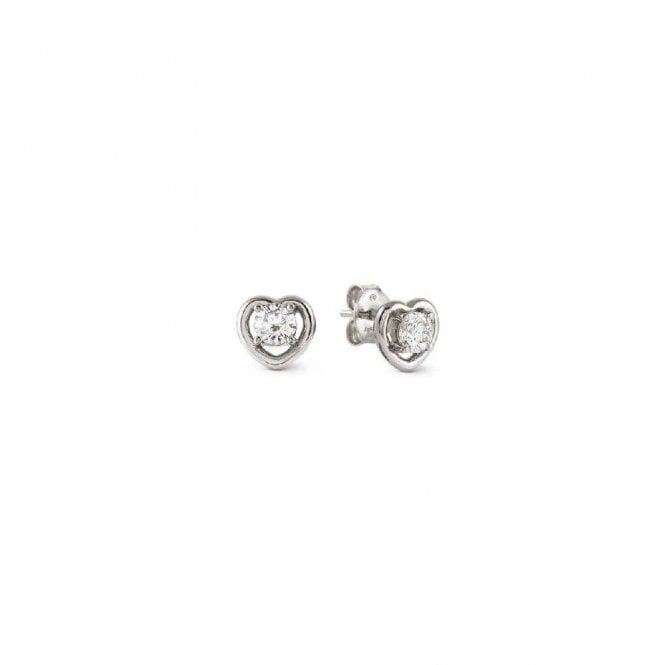 Cosmic Love Heart Earrings in Silver with CZ
