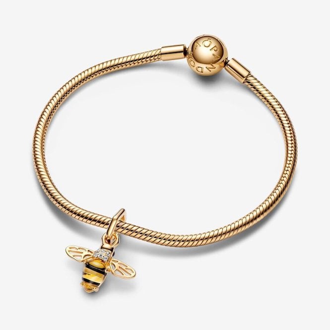 Gold Sparkling Bee Dangle Charms