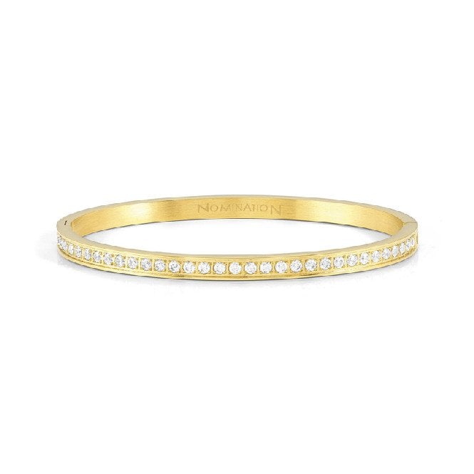 Pretty Bangles Small Bracelet in Gold & Clear White CZ