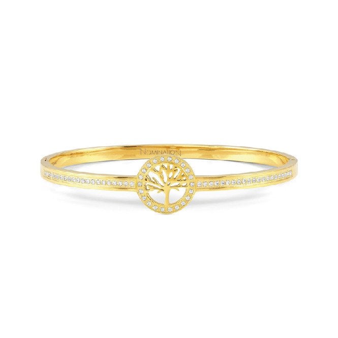 Pretty Bangles Large Tree of Life Bracelet in Gold & CZ