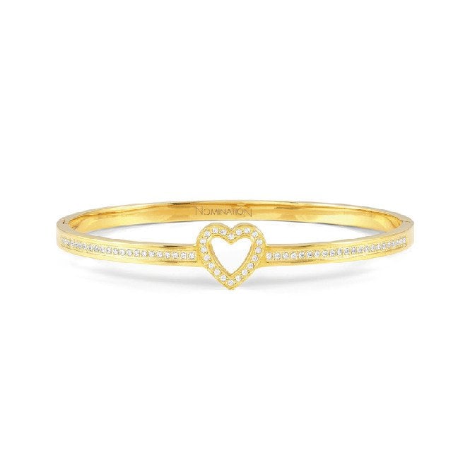Pretty Bangles Small Heart Bracelet in Gold & CZ
