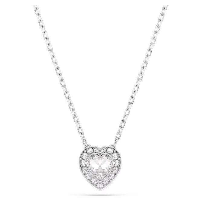 Ariana Grande x Swarovski Pendant Necklace with Mixed Cuts & White Crystal Heart in Rhodium Silver