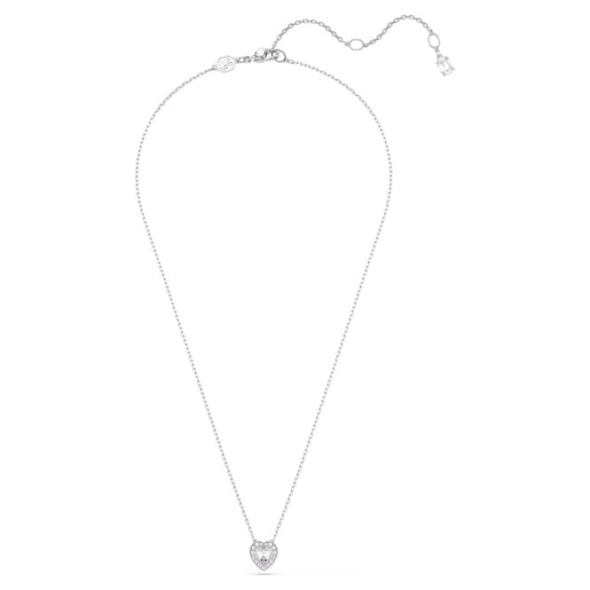 Ariana Grande x Swarovski Pendant Necklace with Mixed Cuts & White Crystal Heart in Rhodium Silver