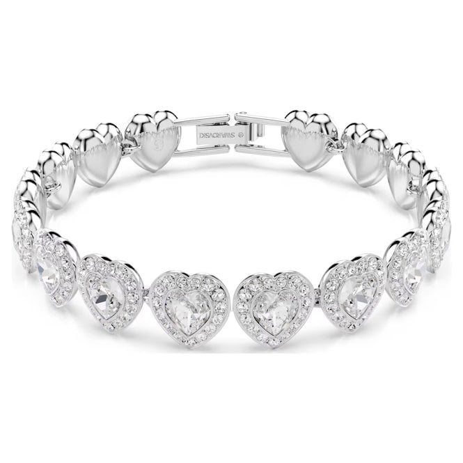 Ariana Grande x Swarovski Tennis Bracelet with Mixed Cuts & White Crystal Heart in Rhodium Silver