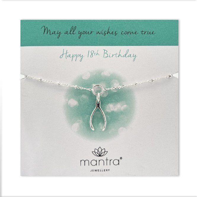 18th Birthday Wishbone Charm Bracelet in Sterling Silver