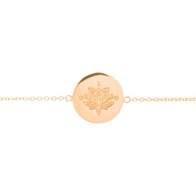 Lotus Flower Disc Bracelet in Rose Gold