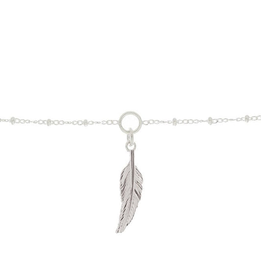 In Memory Of Feather Charm Bracelet in Sterling Silver