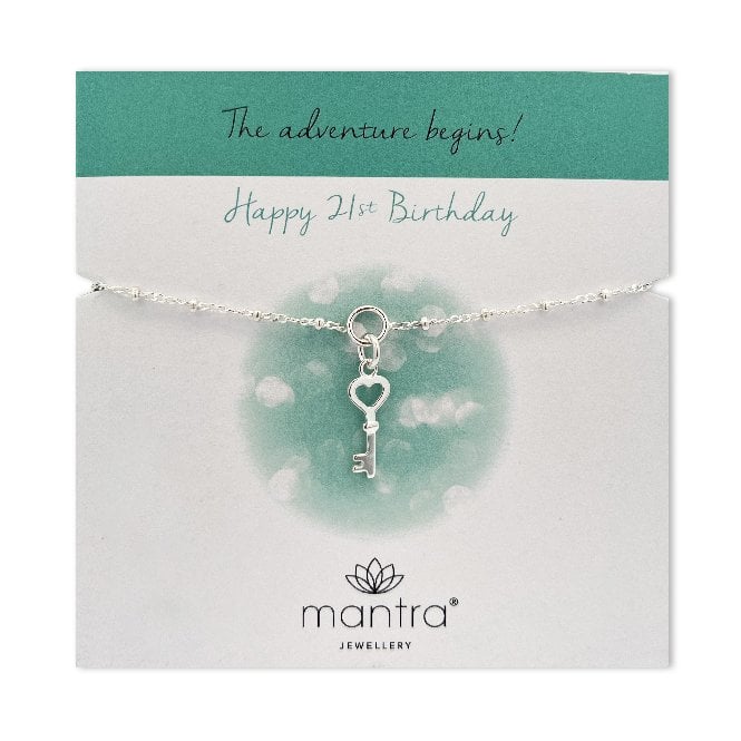 21st Birthday Key Charm Bracelet in Sterling Silver
