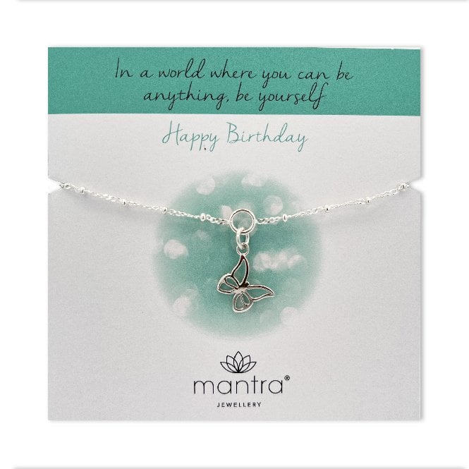 Birthday Butterfly Charm Bracelet in Sterling Silver