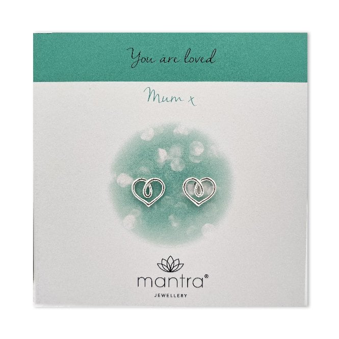 Fancy Heart Mum Earrings in Sterling Silver