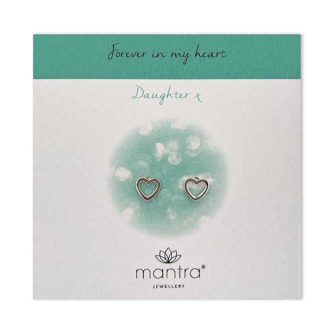 Daughter Open Hearts Earrings in Sterling Silver