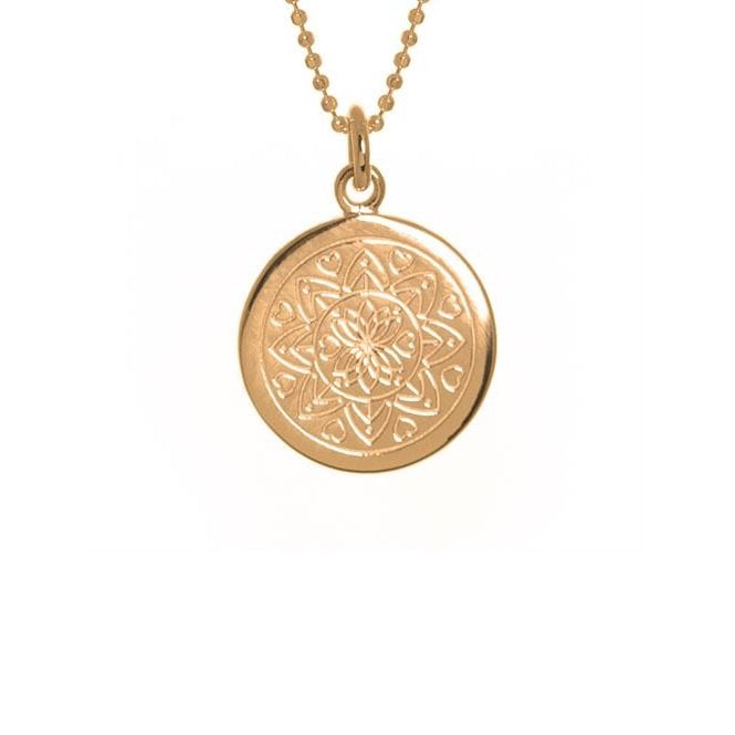 Love Mandala Disc Necklace in Rose Gold