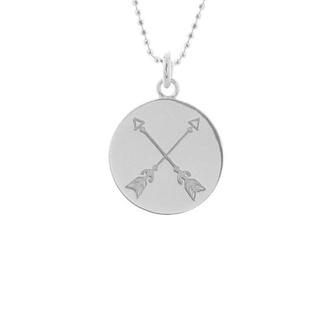 Crossed Arrows Disc Necklace in Sterling Silver
