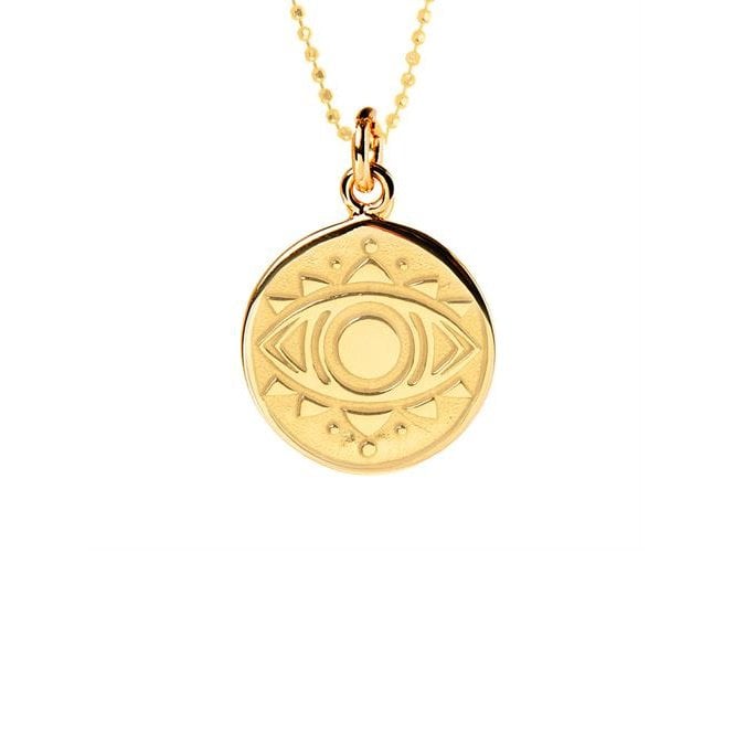 Evil Eye Disc Necklace in Gold