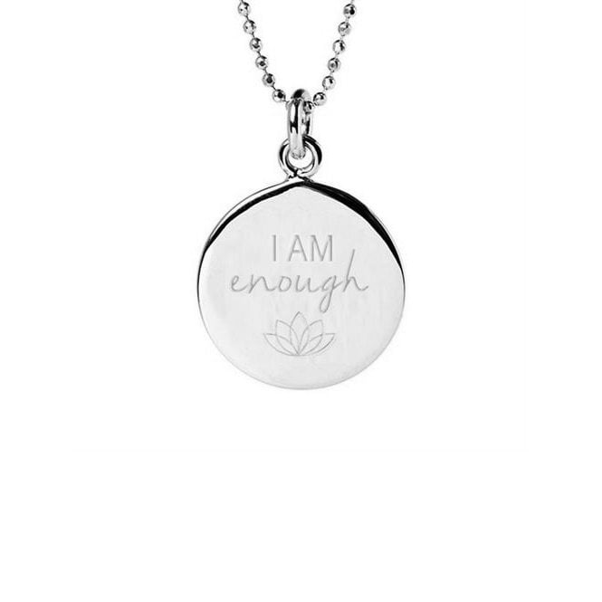 I am Enough Disc Necklace in Sterling Silver
