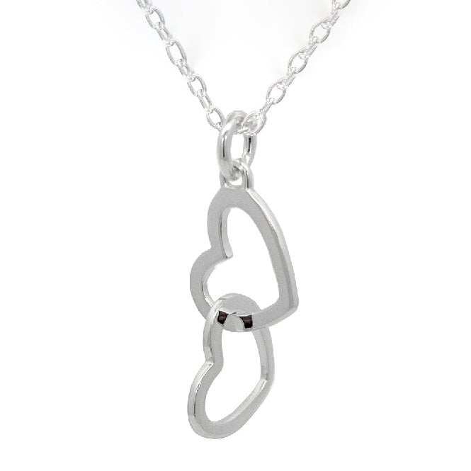 Daughter Linked Hearts Necklace in Sterling Silver
