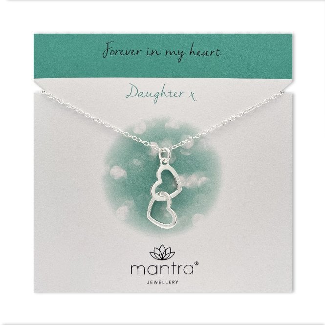 Daughter Linked Hearts Necklace in Sterling Silver