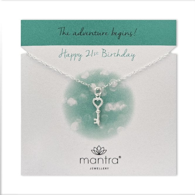 21st Birthday Key Necklace in Sterling Silver