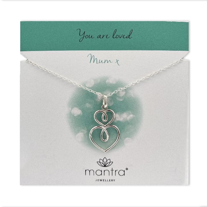 Fancy Heart Mum Necklace in Sterling Silver