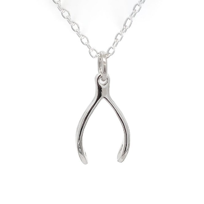 18th Birthday Wishbone Necklace, Sterling Silver Mantra