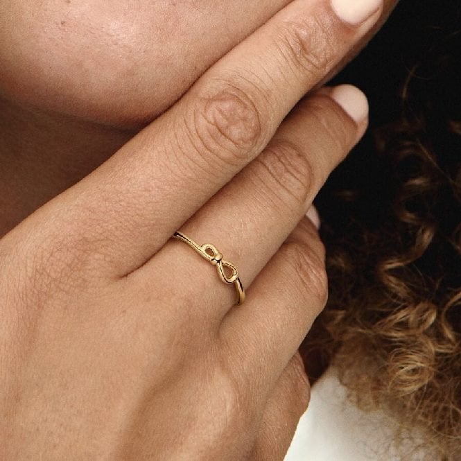Gold Sparkling Wishbone Ring, Size 54