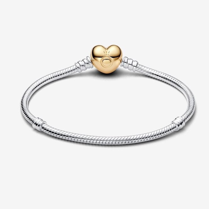 Moments Two-Tone Heart Clasp Snake Chain Bracelet, 19cm