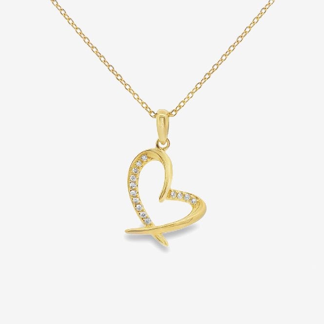 Gold and CZ Heart Pendant Necklace