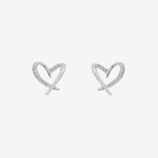 Silver Heart Stud Earrings