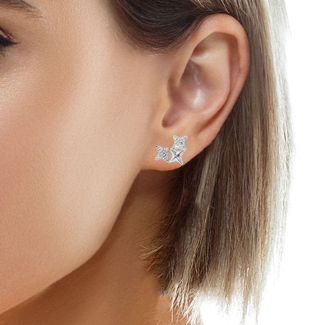Silver 3 Star CZ Stud Earrings