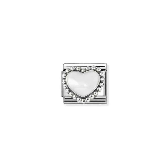 Classic Silver and Enamel White Raised Heart Love & Hearts Charms