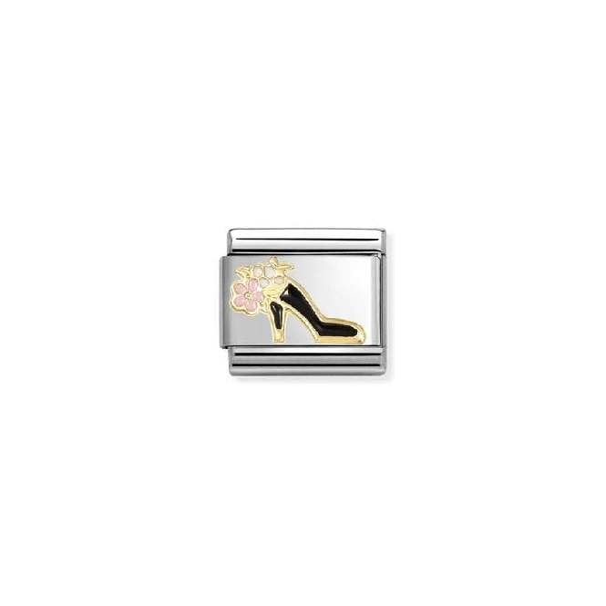 Classic Gold and Enamel Shoe with Black Flower Fashion & Fun Charms