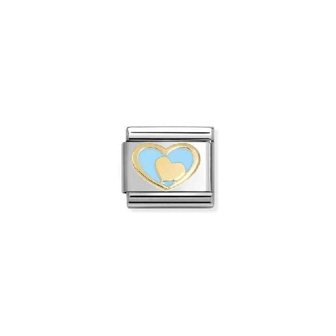 Classic Gold and Enamel Blue Heart In Heart Love & Hearts Charms